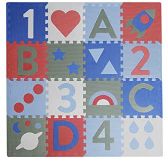 Kindsgut Spielmatte für den Boden aus Puzzleteilen, Perfekt zum Krabbeln, Toben und Spielen, Zahlen Lernen, schöne Motive und dezente Farben, Bodenmatte, Nora