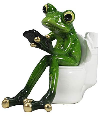 Comfy Hour 5 Resin Frog Figurine – Novelty Funny Sitting Frog Sculpture for Shelf, Table, or Desk Décor, Animal Collectible Decoration
