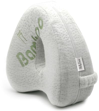MillyBeas Kniekissen zum Seitenschlafen - Vom Arzt entworfenes orthopädisches Memory-Schaum-Beinkissen mit abnehmbarem Bambusbezug für Rücken-/Hüft-/Gelenk- und Ischiasschmerzlinderung