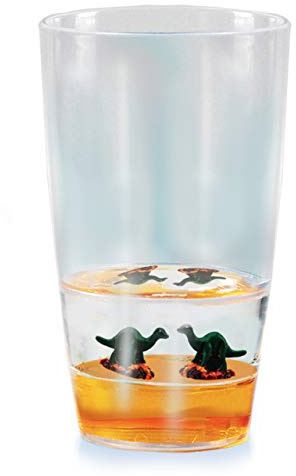 Floatarama Tumbler - Dinosaurier von Deluxebase. Acryl-Trinkglas mit schwimmenden Tierfiguren. 250 ml BPA-frei Dinosaurier Trinkglas für Kinder und Erwachsene.