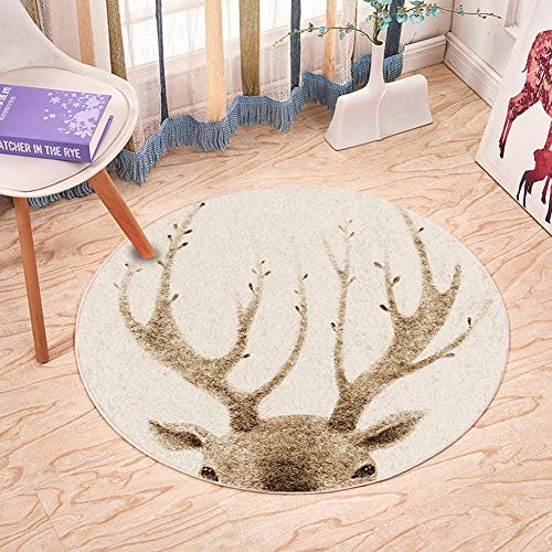 GUOCU Runde Cartoon Teppich Tier Muster Kinder Spielteppich für Baby Schlafzimmer Wohnzimmer Dekor,Kinderzimmer Bettvorleger Baby Spieldecke Kinder Spielmatte Krabbeldecke Sofa Stuhl Matte H 60CM