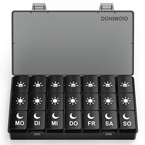 Tablettenbox 7 Tage 3 Fächer, Pillendose Pillendose Morgens Mittags Abends 21 Fächer Pillenbox Medikamentendosierer - Schwarz (21-7 Tage 3 Fächer) (Schwarz) (Mehrfarbig) (Schwarz)