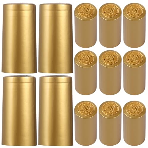 Kisangel 100Pcs Wine Bottle Heat Shrink Sleeves Seal Film for Wine Making Home Brewing Bottling & Corking Bottle Wrap with Tear-off Tab(1.2 * 2.4 cinh)