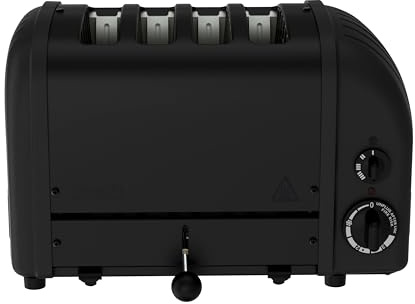 Dualit NEWGEN Toaster 4 Scheiben, handgefertigt, ProHeat®, Edelstahl | Schwarz, Retrodesign, für Toast, Bagels und dicke Brotscheiben, zuschaltbare Schlitze, robustes Gehäuse, 36×21×22 cm