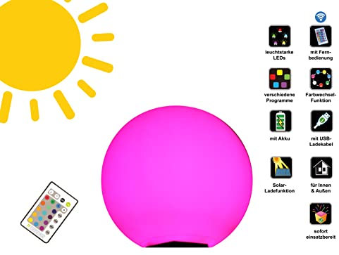7even Outdoor Design Solarleuchte Kugel 30 bis 40cm (internes Solar Modul) (Model 2022) (Solar LED Kugel 40cm)