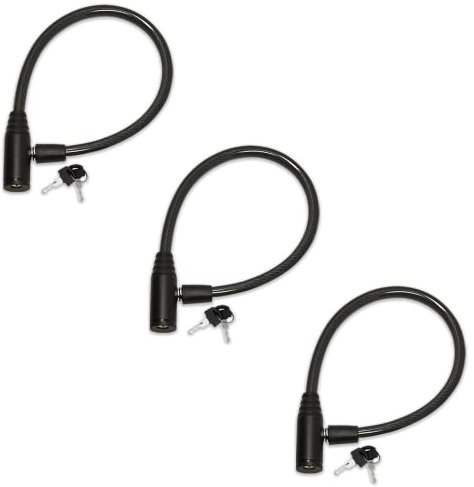 Urban August Fridge Lock with Keys - Multi-Functional Cable Keyed Lock for French-Door Refrigerators and Cabinets (Regular, Black - 3 Pack KEYED Alike)