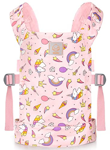 GAGAKU Correa para muñecas para niños Muñecas Asiento de muñeca Accesorios para muñecas con Correas Ajustables - Rosa - Estrellas