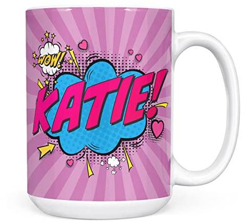Mug Monster Taza con nombre personalizado, regalo personalizado con texto Taza de café de cerámica, regalo para hombres o mujeres, taza extra grande y gigante disponible, taza blanca de 15 onzas,