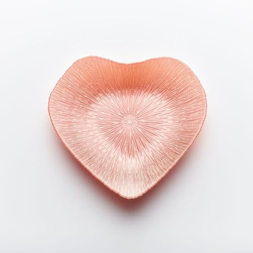 Sienna Glass Decorative Glass Bowl – Heart Design – Pink Handmade Gift Idea for Special Occasions