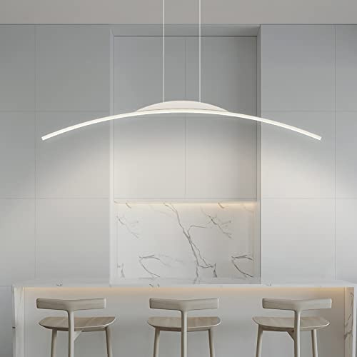 LED Hängeleuchte Esstisch Pendelleuchte mit Fernbedienung Pendellampe Dimmbare hängende Leuchte Höhenverstellbar Kronleuchter für Esszimmer Wohnzimmer Küche Büro (weiß, L100cm)