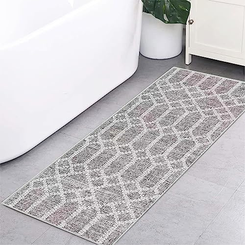 Tinyboy-hbq Teppich läufer für Flure rutschfest,Waschbar Läufer Flur Lange Weiche Kücheläufer für Schlafzimmer Flure Wohnzimmer Küche,Boho Grau,80 x 150 cm