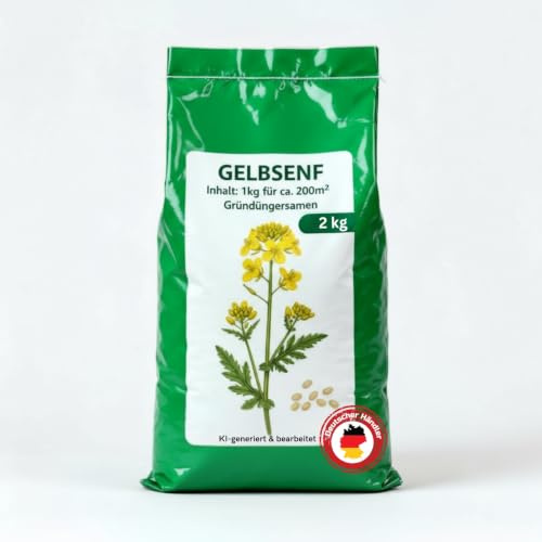 Gelbsenf, Inhalt: 2kg (für ca. 400m²), schnellwüchsig, für gute Bodenlockerung, Wirtspflanzen für Falter, Bodenkur & Gründünger, Premium Saatgut für einen gesunden Gartenboden