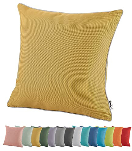 heimtexland Outdoor Dekokissen Lotus Effekt Gartenkissen Typ551 Senfgelb | Lounge Outdoorkissen 45x45 wetterfest schmutz- und wasserabweisend Garten Kissen waschbar inkl. bequemer Füllung