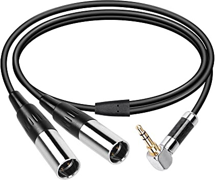 CERRXIAN Dual Mini XLR auf 3,5 mm Stereo-Mikrofonkabel, 90 Grad 3,5 mm 1/8 Zoll TRS-Stecker auf 2 Mini XLR-Stecker Y-Splitterkabel, für die Audiokonvertierung von Kameras und anderen Geräten - MM1.6FT