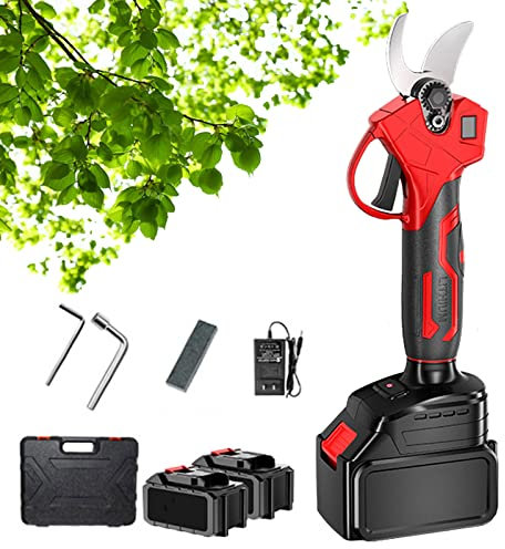 Forbici Potatura Elettriche da 60mm Cesoie Potatura Elettriche Professionali Forbici Senza Fili Electric Pruning Shears con Due Batterie 21V et Display a LED per Olivo, Vigneto e Giardino