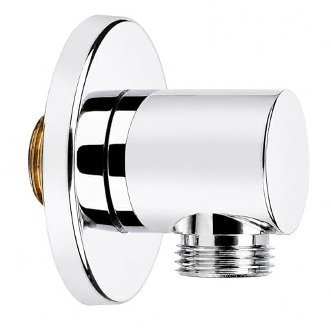 CHEOTIME Wall Supply Elbow, Shower Wall Outlet Elbow with Gasket, G1/2'' Solid Brass Wall Union Hand Shower Hose Connector Bar Mixer Shower Valve Pipe Work Fittings, Chrome Finish