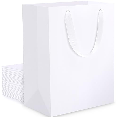 EUSOAR Klein Papiertüten mit Henkel - 250gsm Weiß Kraft Papier Geschenktüten - 20 stück S 15x6x20cm - Papiertragetasche Geschenk Tüten Gift Wrap - Weiss Geschenktüte mit Griff