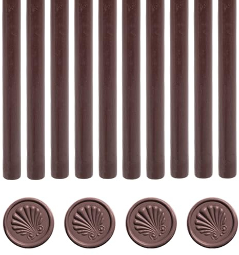 Tissting 10 Stück Klebepistole Siegelwachs Sticks 10cm x 7mm Rauchfrei Heißsiegel Siegellack Stick Runde Retro Wachs Sticks für Hochzeit Einladungen Umschläge Karten Grußkarten(Kaffee)