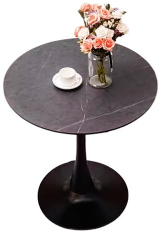JHAISMAO Modern Rund Esstisch 70/80cm MDF Farbige Platte Kleine Küche Esszimmer Mitte des Jahrhunderts Möbel Tulpe Sockel Für 2 Bis 4 Personen(Size:70cm,Color:Schwarz)