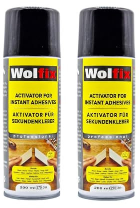 Wolfix Attivatore Spray per Colla Cianoacrilica - 200mlx2 – Super Adesivo Istantaneo, Attivatore per Cianoacrilato Spray – Formula Turbo per un'Adesione Immediata e Risultati Duraturi