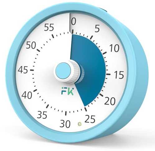 60 Minuten Visueller Timer für Kinder, Klassenzimmer, Lernen, Lehrer, Schule, Küche, Backen, Fitnessraum, Tee (Blau)