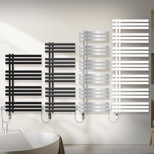 LuxeBath Elektrischer Badheizkörper Iron EM 600x1200 mm Chrom mit Heizstab 900W Thermostat Digitalanzeige, Handtuchheizkörper mit Heizpatrone, Elektro Handtuchwärmer Paneelheizkörper Designheizkörper
