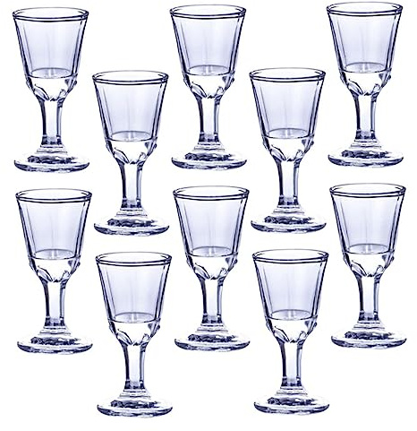 Cabilock Vasos de Cristal Copas de Licor Pequeñas y Elegantes de 10ml Set de 10 Diseño Vintage en Vidrio Adecuado para Cócteles y Café para Hogar