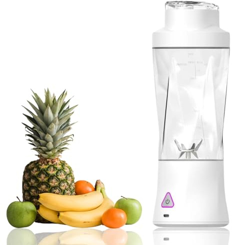Boxonly Portable Juicer Blender, USB Rechargeable Smoothie Maker with 6 Upgraded Blades and 6000mAh Battery, 700ml/24oz Capacity, Ideal for Smoothies, Protein Shakes, Travel and Office (White)