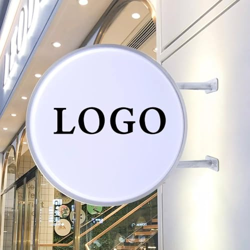 Taozhiyy LED Leuchtreklame, 50cm Leuchtschild Minimalistischer, Doppelseitig Rund Leuchtkasten LED Schild, Beleuchtete Wand Leuchtbox, Blank DIY Nasen Lichtwerbung für Bar Kaffeehaus Laden