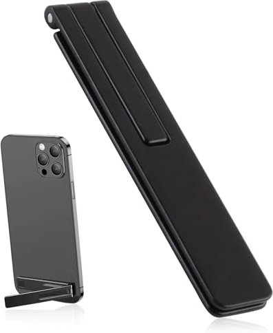 Handyständer für Tisch, Aluminium Smartphone Ständer, Handyhalter Tisch, Vertikaler/Horizontaler Phone Stand, Handy Ständer Klappbar Kompatibel mit iPhone Huawei Galaxy Redmi Note(Schwarz)