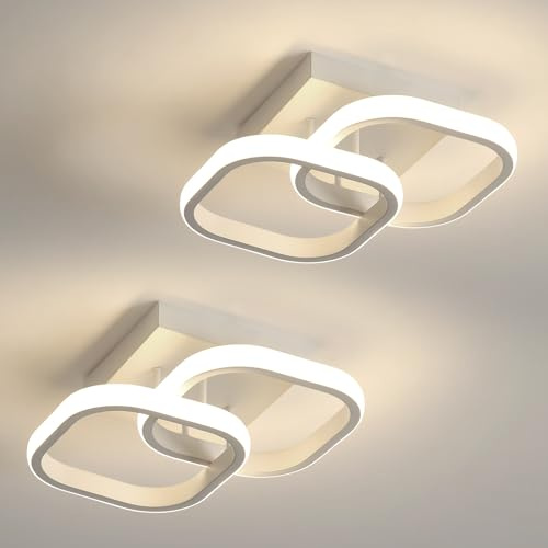 Mckalen 2 Pezzi Plafoniera LED Soffitto Bianco 22W Luce Neutra 4500K | Moderno 22W 2475LM Lampada da Soffitto per Soggiorno, Bianco Lampadario LED Soffitto per Camera da Letto Corridoio Cucina
