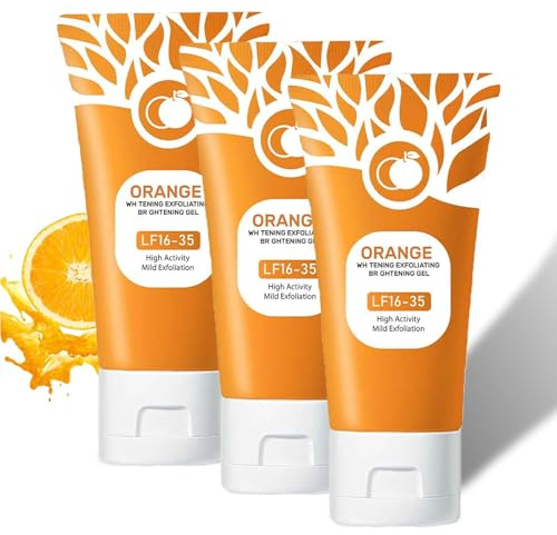 Gel exfoliante de naranja para el cuerpo de la cara, la piel, la piel, la limpieza, el exfoliante hidratante con enzimas, el gel de matorral del cuerpo de la cara hidratante, (3pcs)