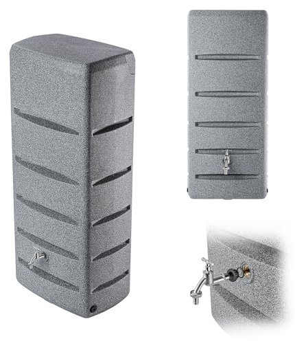 KADAX Boccale per acqua piovana da 260 litri, in plastica, serbatoio per acqua piovana con rubinetto per giardino, barile con rubinetto per acqua piovana