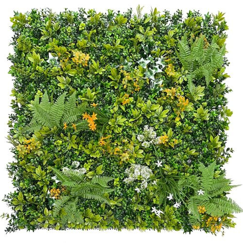 ODTORY Artificial Boxwood Hedges Panels: 20x20 8P UV-Anti Faux Greennery Grass Wall Privacy Backdrop Fence Screen for Garden Fence Covering Privacy, Outdoor Indoor Home Decor