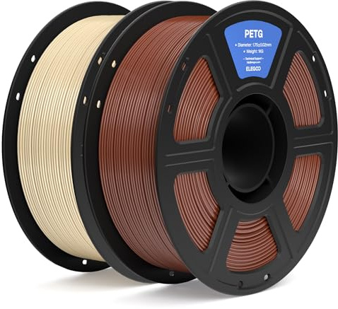 ELEGOO PETG Filament 1.75mm Beige & Braun 2KG, 3D Drcuker Filament | Robust & Langlebig 3D Drcuker Filament mit Maßgenauigkeit +/- 0.02mm, 1kg Spule (2.2lbs) für die Meisten FDM 3D Drucker
