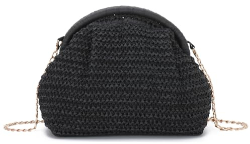 Jywmsc Paja Embrague Bolso para Mujeres Verano Playa Bolsas Tejido Vacaciones Tarde Bolsos Hueco Hombro Bolso