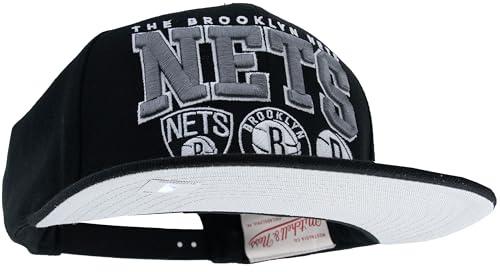 Mitchell & Ness NBA/HWC Champ Stack Cappellino Snapback da Baseball - BROOKLY Nets, Nero, 100% Poliestere, Regolabile, Uomo, Donna, Bambino, Unisex, Primavera, Estate, Autunno, Inverno