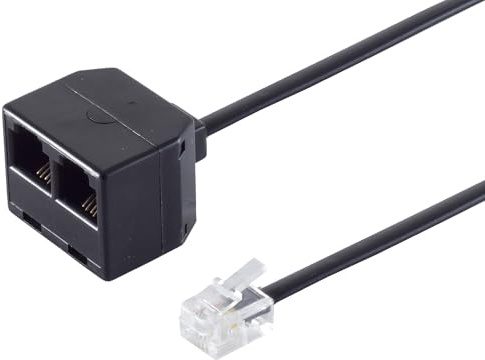 1aTTack.de 1x 3,0 m - Cavo di collegamento telefonico Western plug 6/4 a 2 giunti Western 6/4 RJ11 per connessioni telefoniche