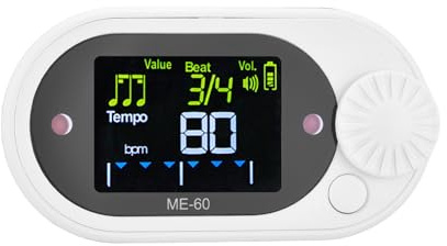 Asixxsix Digitales Metronom, 10 Takte 10 Rhythmen Farbdisplay Elektronisches Rhythmusinstrument für Klavier Gitarre Zither Laufen, Hochpräzises Timing Universal Rhythmusmeter (WHITE)