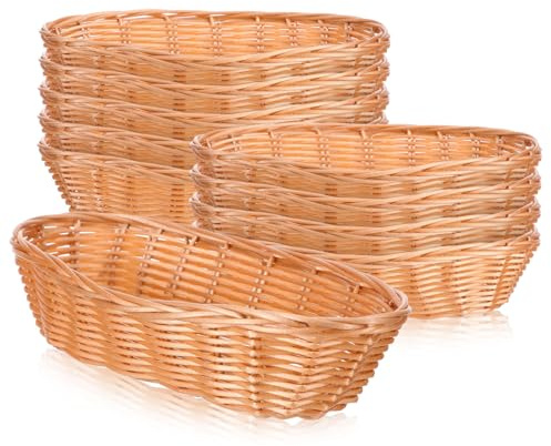 Cestini Pane Marrone in Plastico, 10 Pezzi, Cesto Intrecciato | Cestino per Pane da Tavola, Uso Home e Restaurant, Grande Capacità per Frutta e Dolci