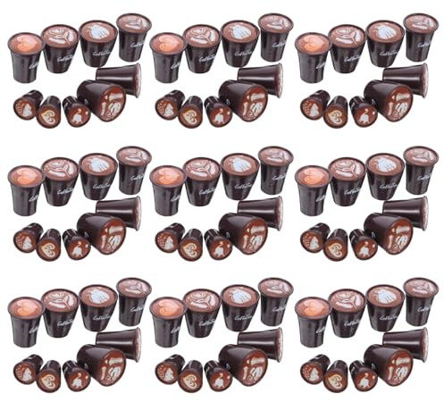BESTonZON Lot de 90 Tasses à café en résine pour Maison de poupée, Miniatures japonaises, Motif cœur, Panda, Chat, Accessoire de décoration pour Cuisine et Salle de Bain