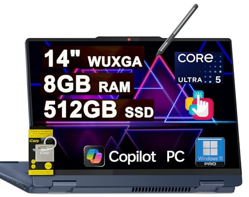 Lenovo IdeaPad Flex 5i 2-in-1 Laptop 14 WUXGA Touch Intel 12-core Ultra 5 225U (Beats Core 7 150U) 8GB RAM 512GB SSD Backlit for Creator Designer Business Professional Win11Pro ICP Hub/PC