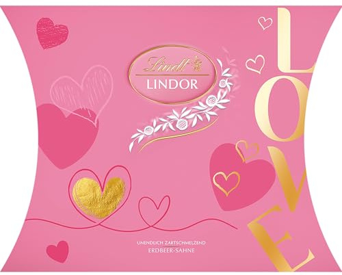 Lindt Schokolade | LINDOR Kugeln Erdbeer-Sahne, 162g Kissen, Geschenk