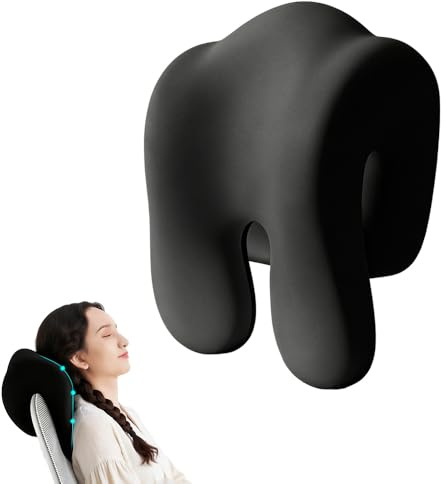 SGZIOO Nackstöd kontorsstol, nackkudde kontorsstol, nackstöd för fåtölj, ergonomisk nackstödskudde med minnesskum för kontorsstolar, skrivbordsstolar, snurrstol, resor (svart)