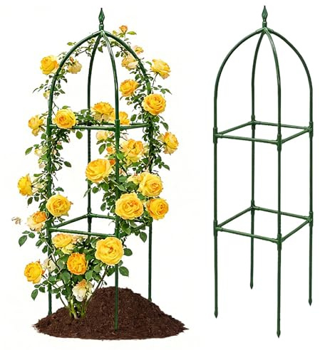 Enrejado de jardín para plantas trepadoras – Soporte de obelisco vertical ajustable, soporte para plantas al aire libre | Estructura de enrejado de escalada duradera con control de altura para patio