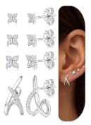 FANCH Boucles D'oreilles Argent 925 pour Femmes Filles Hypoallergéniques Boucles D'oreilles avec Zircons pour Oreilles Sensibles Petites Tragus Helix Cartilage Oreilles Silber pour Multiples Piercings