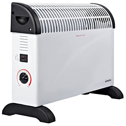 Schallen 2000W Electric Convector Radiator Heater - 3 Heat Settings, Adjustable Thermostat & Overheat Protection (All White)