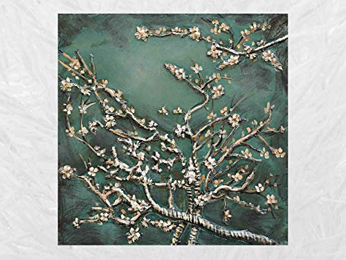 IDYL Metall-Bild mit 3D-Effekt | Moderne Kunst | Almond Blossom Vincent van Gogh | Mandelbaum in Blüte | Blühende Bäume | 60 x 60 x 6 cm | Nr. 1256