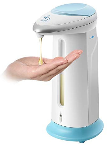 Alcohol sterilizer Induction Type 400 ml Automatic Liquid soap Dispenser contactless Smart sensors Electroplating ABS Disinfectant Dispenser for Kitchen Bathroom Soap Dispenser (Color : Blue)