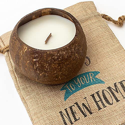Here's to Your New Home - Bougie bol en noix de coco - Parfum noix de coco grillée - Cire de soja - Coulée à la main - Cadeau